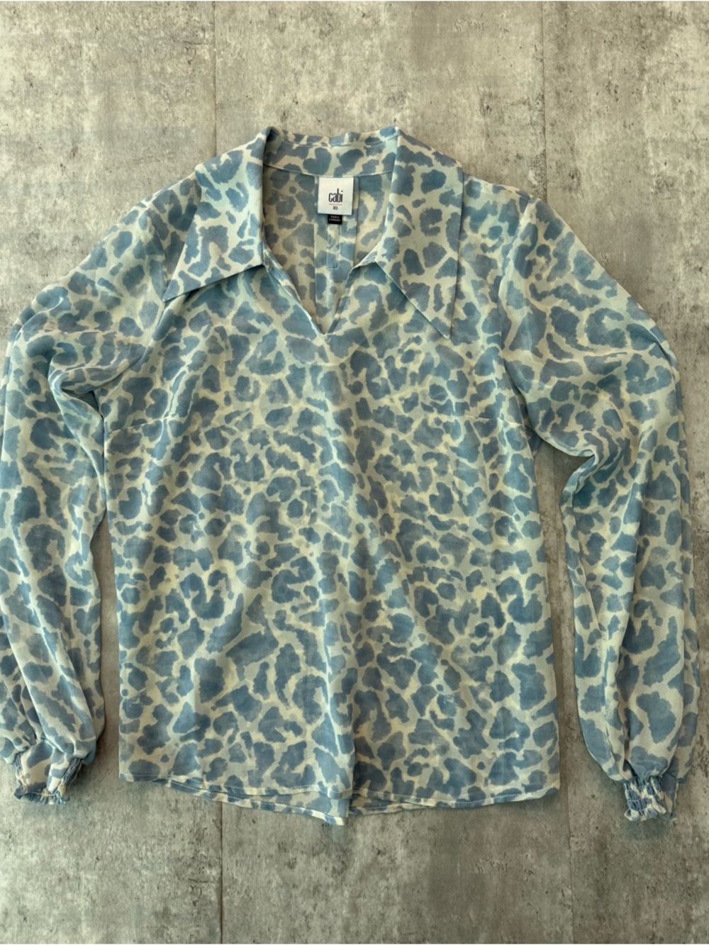 CAbi tan and Cream Animal Print Blouse